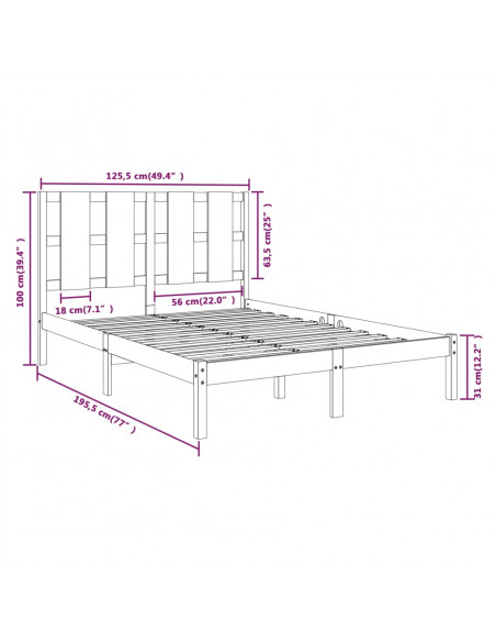 Giroletto Bianco in Legno Massello 120x190 cm Small Double