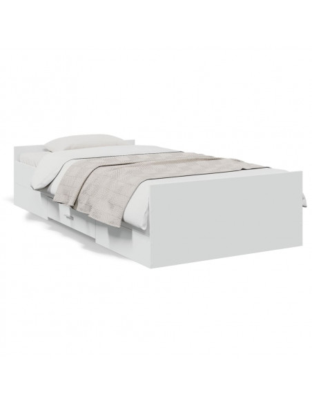 Giroletto con Cassetti Bianco 90x200 cm in Legno Multistrato