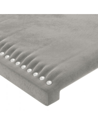 Giroletto con Testiera Grigio Chiaro 90x190 cm in Velluto