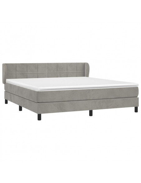 Giroletto a Molle con Materasso Grigio Chiaro 160x200cm Velluto