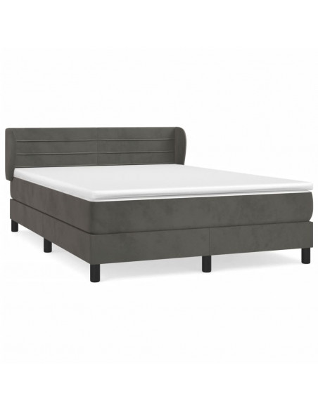 Giroletto a Molle con Materasso Grigio Scuro 180x200 cm Velluto