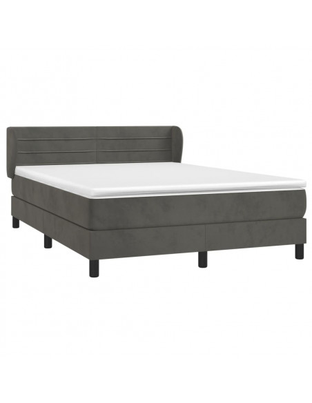 Giroletto a Molle con Materasso Grigio Scuro 180x200 cm Velluto