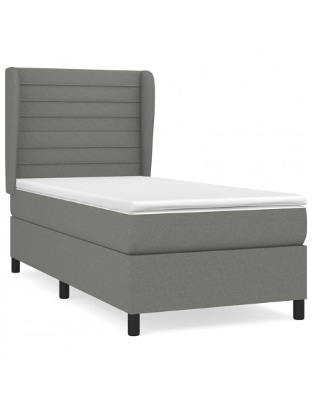 Giroletto a Molle con Materasso Grigio Scuro 80x200 cm Tessuto