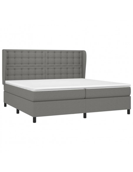 Giroletto a Molle con Materasso Grigio Scuro 200x200 cm Tessuto