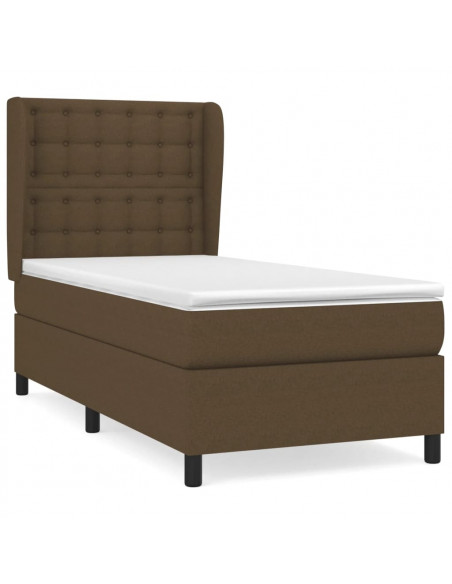 Giroletto a Molle con Materasso Marrone Scuro 90x190cm Tessuto