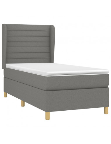 Giroletto a Molle con Materasso Grigio Scuro 80x200 cm Tessuto