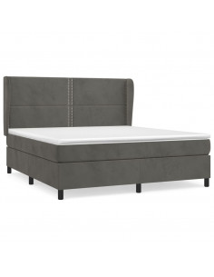 Giroletto a Molle con Materasso Grigio Scuro 180x200 cm Velluto 2