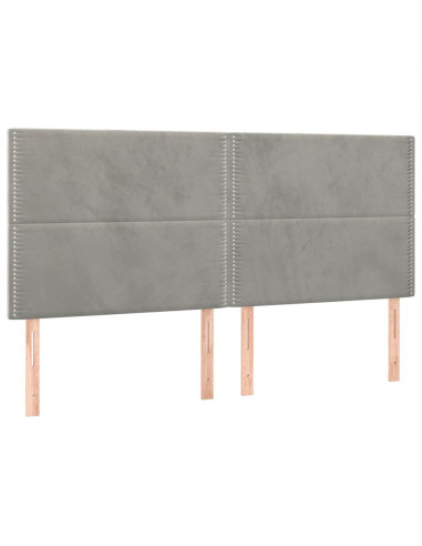 Giroletto con Testiera Grigio Chiaro 180x200 cm in Velluto