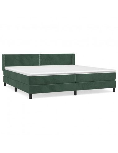 Giroletto a Molle con Materasso Verde Scuro 200x200 cm Velluto