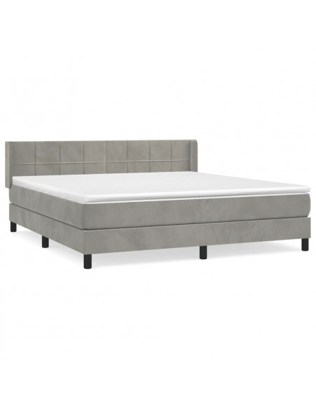 Giroletto a Molle con Materasso Grigio Chiaro 160x200cm Velluto