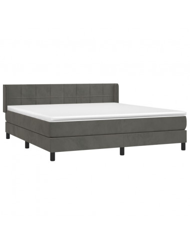 Giroletto a Molle con Materasso Grigio Scuro 160x200 cm Velluto