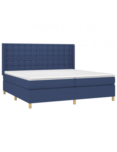 Giroletto a Molle con Materasso Blu 200x200 cm in Tessuto