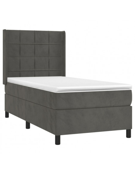 Giroletto a Molle con Materasso Grigio Scuro 80x200 cm Velluto