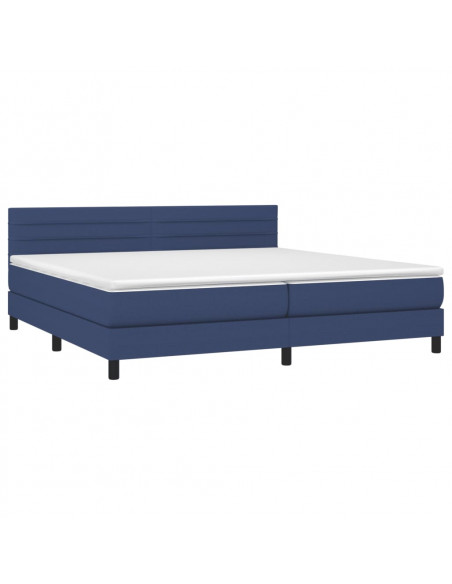 Letto a Molle Materasso e LED Blu 200x200cm in Tessuto