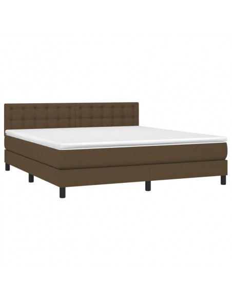 Letto a Molle Materasso e LED MarroneScuro 180x200cm in Tessuto