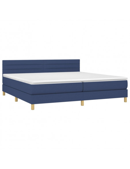 Letto a Molle Materasso e LED Blu 200x200cm in Tessuto