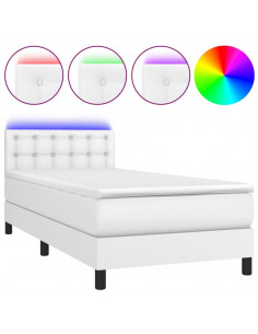 Giroletto Molle con Materasso e LED Bianco 80x200 cm Similpelle 2