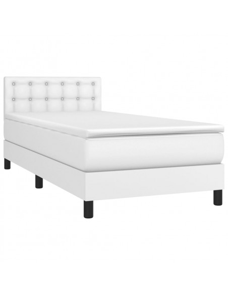 Giroletto Molle con Materasso e LED Bianco 80x200 cm Similpelle