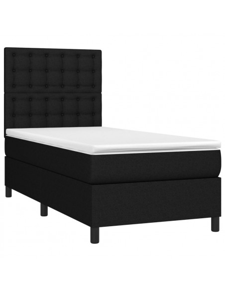 Letto a Molle con Materasso e LED Nero 80x200 cm in Tessuto