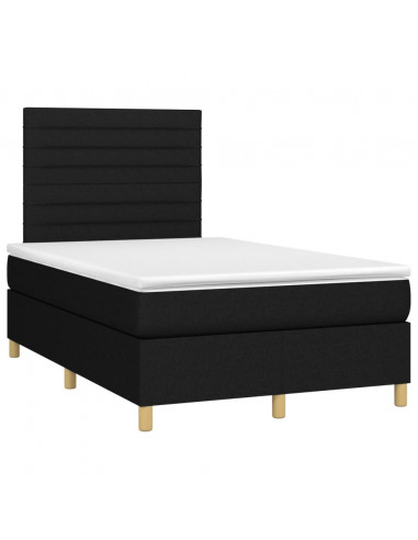 Letto a Molle con Materasso e LED Nero 120x200cm in Tessuto
