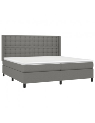 Letto a Molle Materasso e LED Grigio Scuro 200x200cm in Tessuto