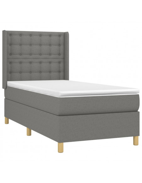 Letto a Molle Materasso e LED Grigio Scuro 80x200 cm in Tessuto