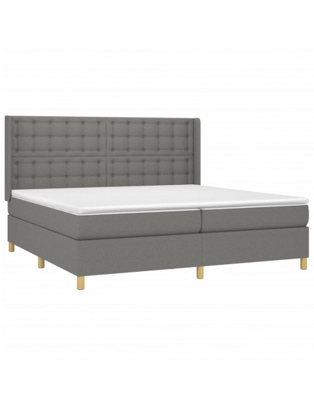Letto a Molle Materasso e LED Grigio Scuro 200x200cm in Tessuto