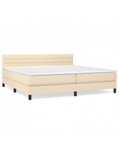 Giroletto a Molle con Materasso Crema 200x200 cm in Tessuto