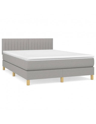 Giroletto a Molle con Materasso Grigio Chiaro 140x200cm Tessuto