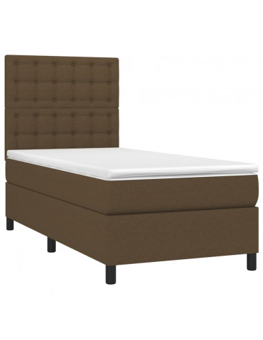 Giroletto a Molle con Materasso Marrone Scuro 90x190cm Tessuto