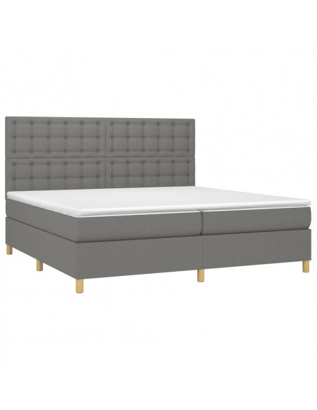 Giroletto a Molle con Materasso Grigio Scuro 200x200 cm Tessuto