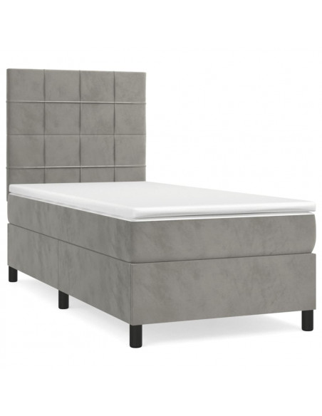 Giroletto a Molle con Materasso Grigio Chiaro 80x200 cm Velluto