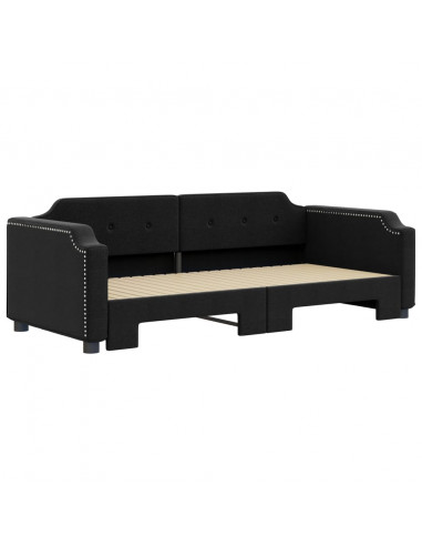 Divano Letto con Letto Estraibile Nero 90x200 cm in Tessuto