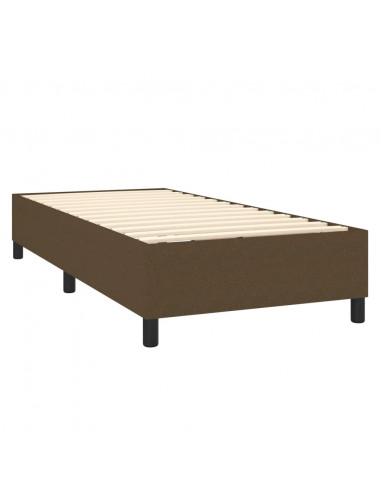 Giroletto a Molle con Materasso Marrone Scuro 90x190cm Tessuto