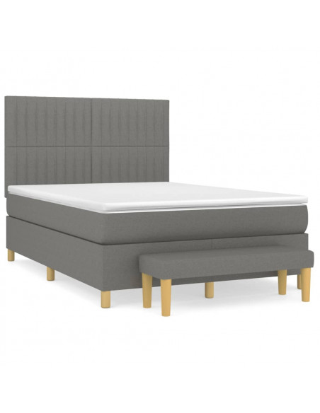 Giroletto a Molle con Materasso Grigio Scuro 140x200cm Tessuto
