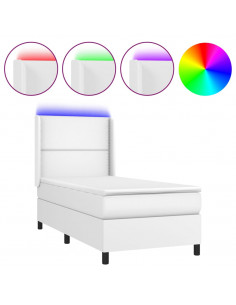 Giroletto Molle con Materasso e LED Bianco 90x200 cm Similpelle 2