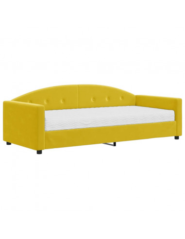 Divano Letto con Materasso Giallo 90x200 cm in Velluto