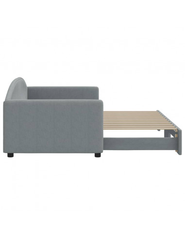 Divano Letto con Letto Estraibile Grigio Chiaro 90x200 Tessuto