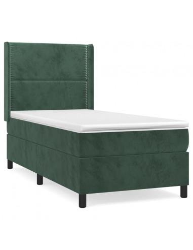 Giroletto a Molle con Materasso Verde Scuro 90x190 cm Velluto