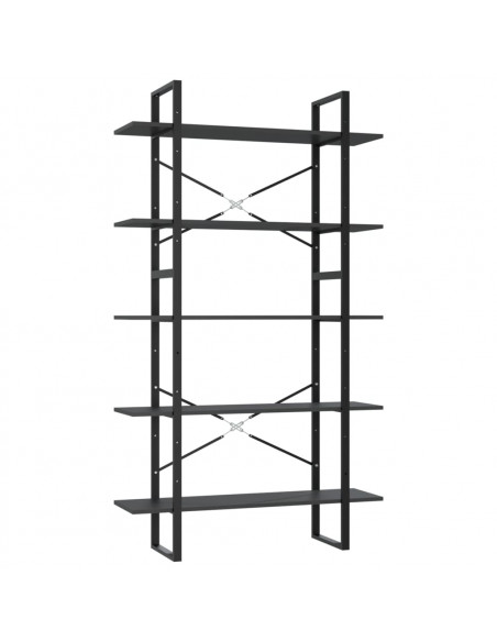 Libreria a 5 Ripiani Grigia 100x30x175 cm in Legno Multistrato