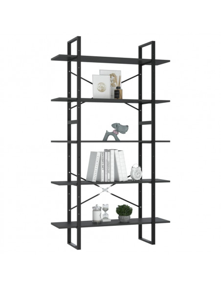 Libreria a 5 Ripiani Grigia 100x30x175 cm in Legno Multistrato