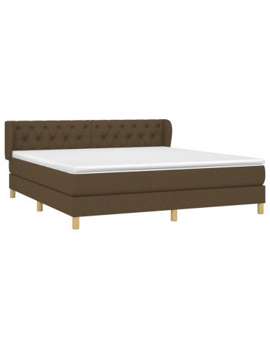 Giroletto a Molle con Materasso Marrone Scuro 160x200cm Tessuto