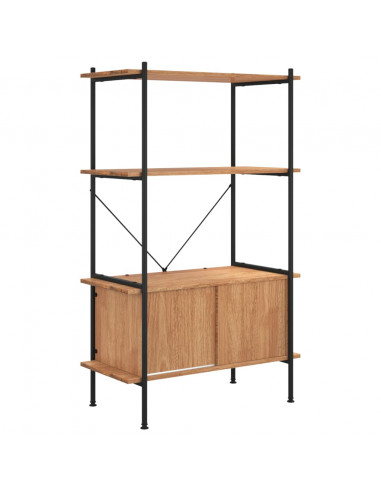 Scaffalatura 4 Livelli con Mobile 80x40x130 cm Acciaio e Legno