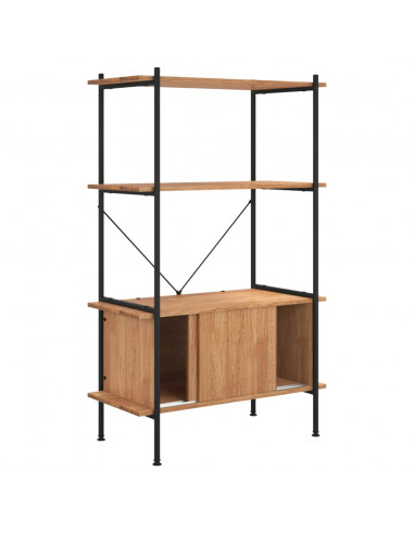 Scaffalatura 4 Livelli con Mobile 80x40x130 cm Acciaio e Legno