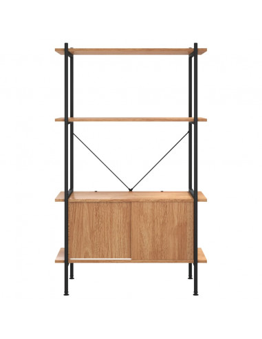 Scaffalatura 4 Livelli con Mobile 80x40x130 cm Acciaio e Legno