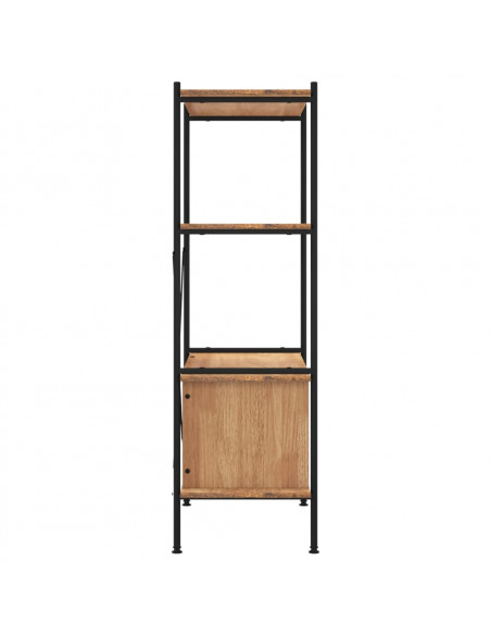 Scaffalatura 4 Livelli con Mobile 80x40x130 cm Acciaio e Legno