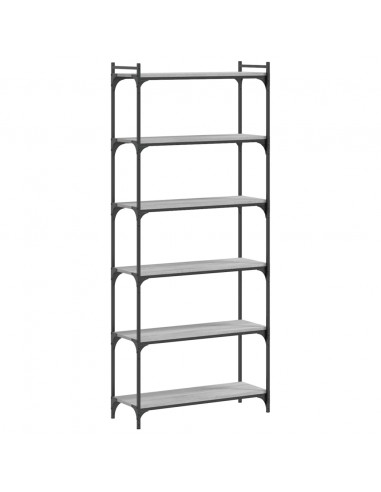 Libreria 6 Ripiani Grigio Sonoma 80x30x188cm Legno Multistrato