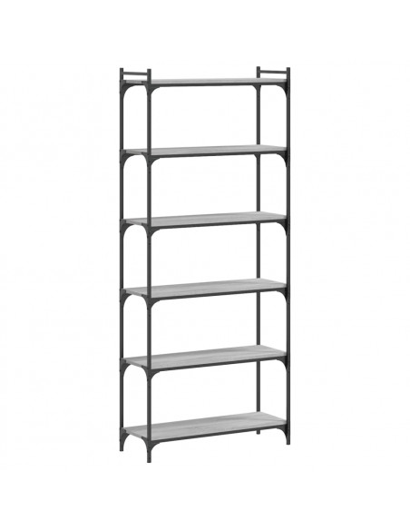 Libreria 6 Ripiani Grigio Sonoma 80x30x188cm Legno Multistrato