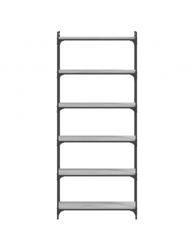 Libreria 6 Ripiani Grigio Sonoma 80x30x188cm Legno Multistrato