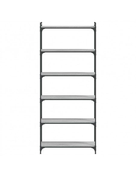 Libreria 6 Ripiani Grigio Sonoma 80x30x188cm Legno Multistrato